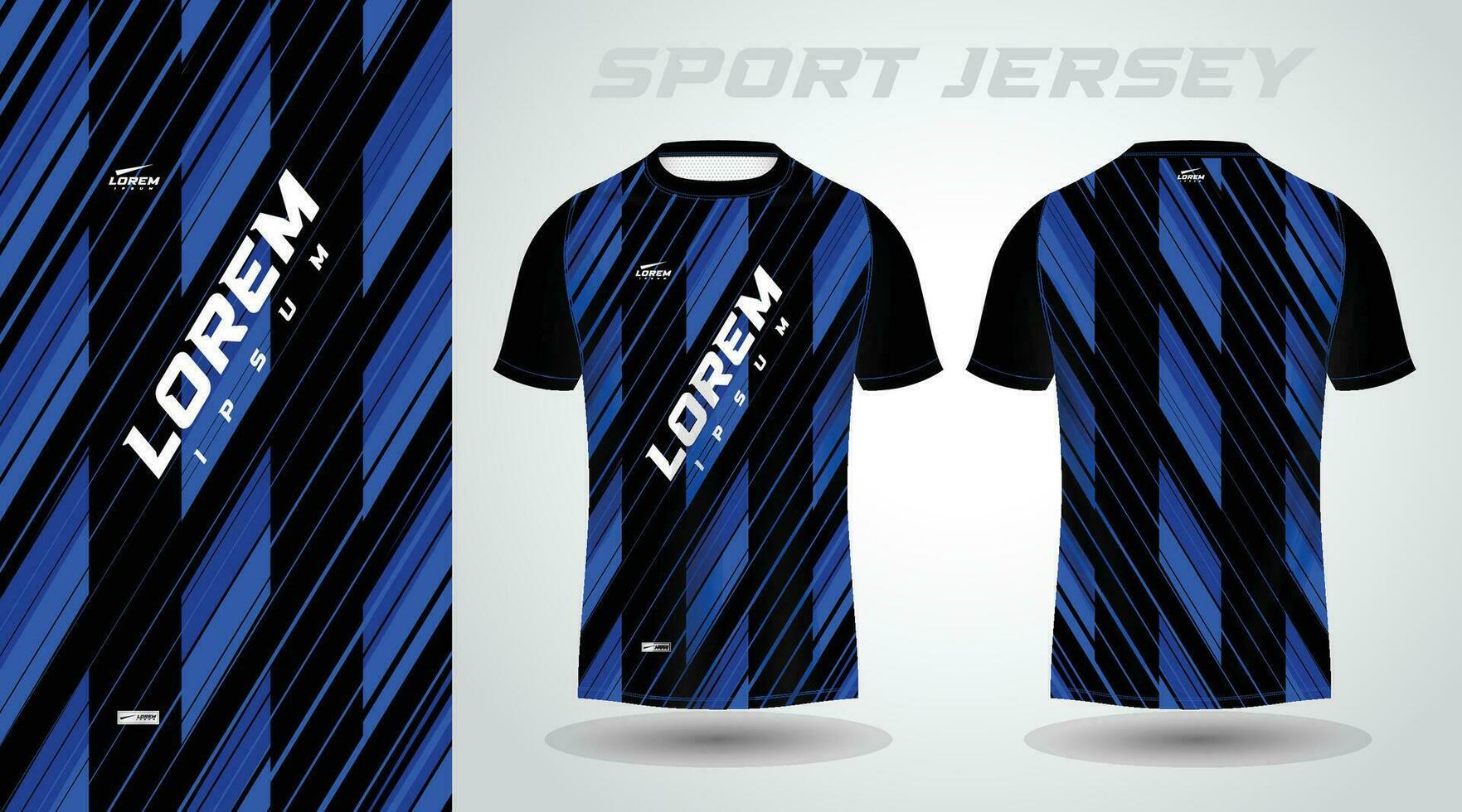 diseño de jersey deportivo de camiseta azul negro vector