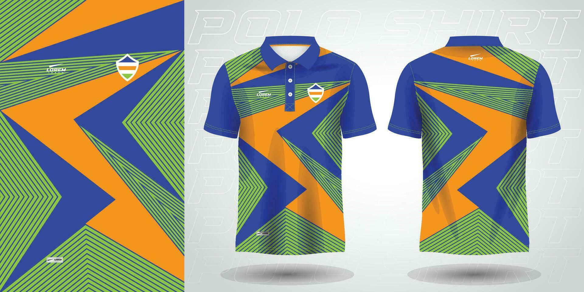 blue green orange polo sport shirt sublimation jersey template vector