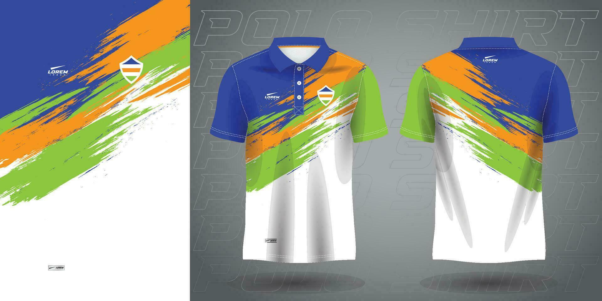blue green orange polo sport shirt sublimation jersey template vector