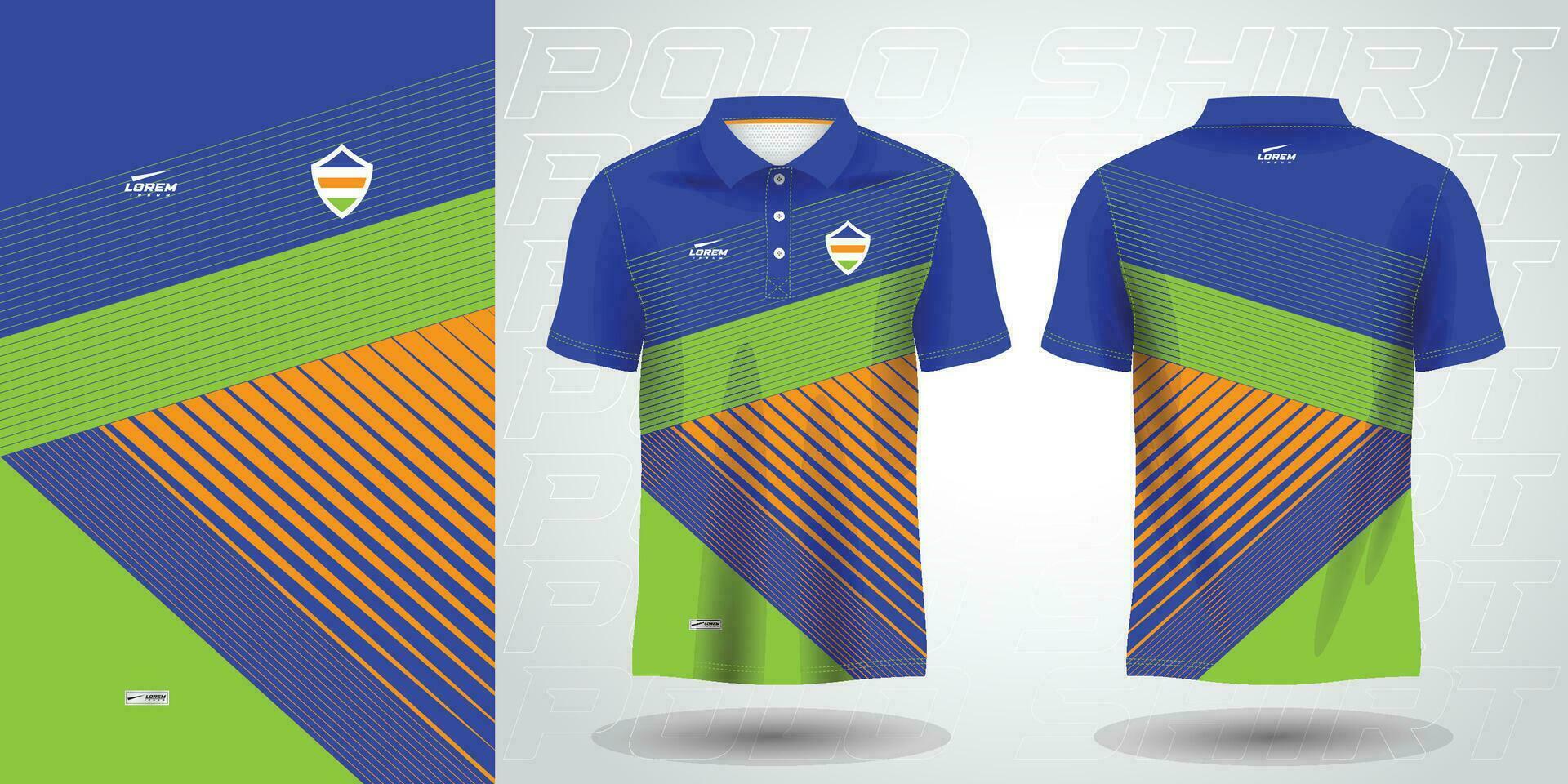 blue green orange polo sport shirt sublimation jersey template vector