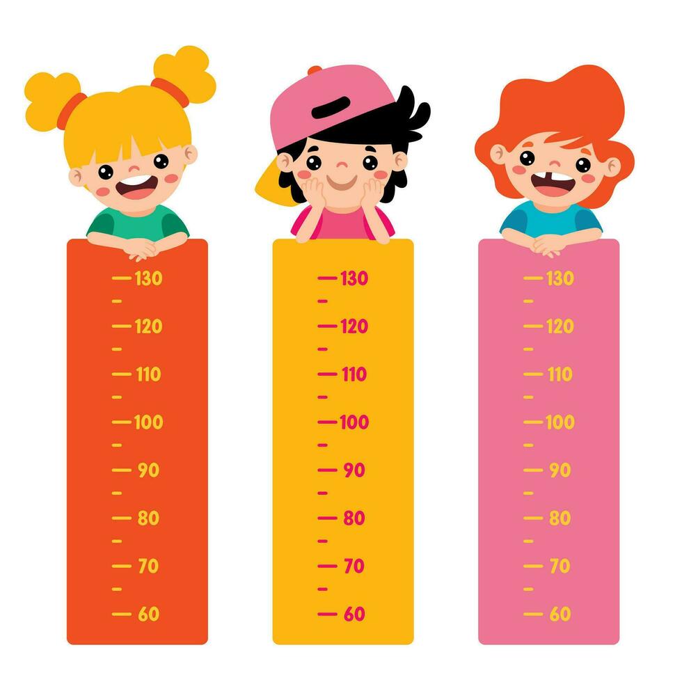Height Chart With Cartoon Kids vector