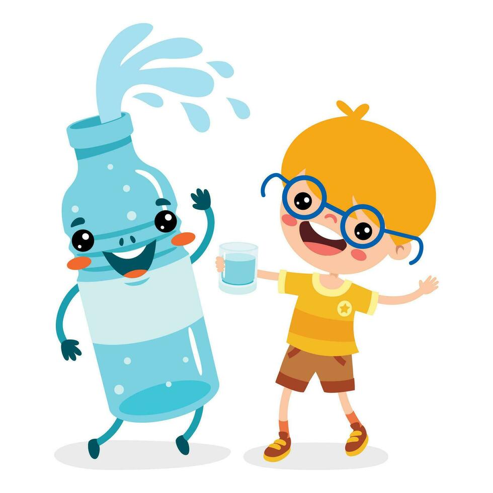 Cartoon Drawing Of Drinking Water vector
