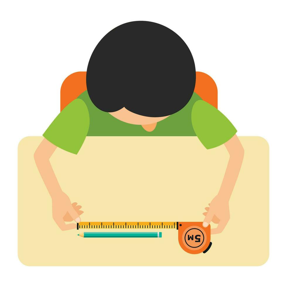 Cartoon Student Using Tape Measure vector