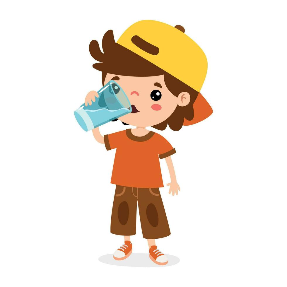 Cartoon Drawing Of Drinking Water vector