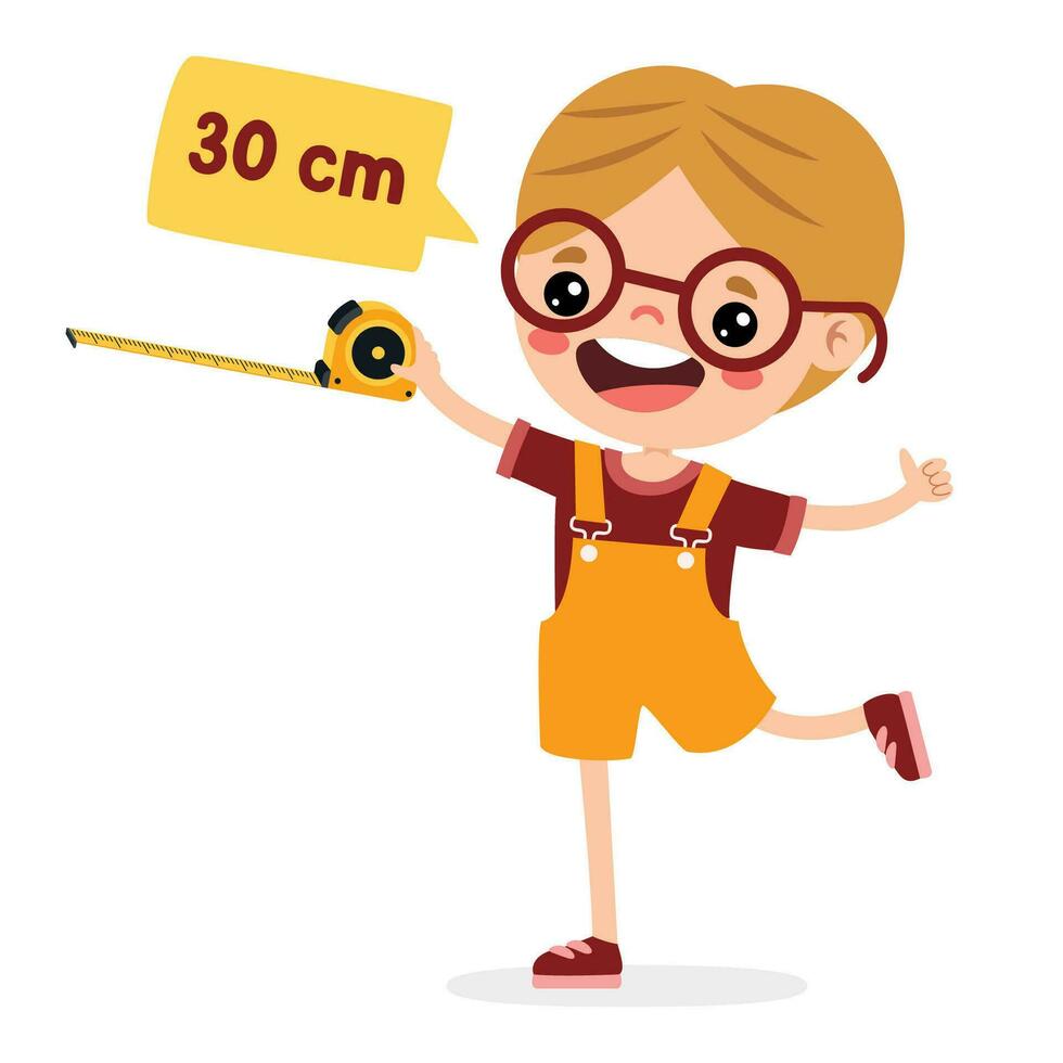 Cartoon Student Using Tape Measure vector