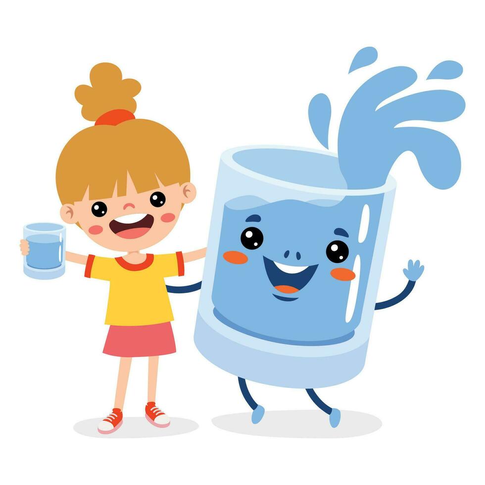 Cartoon Drawing Of Drinking Water vector