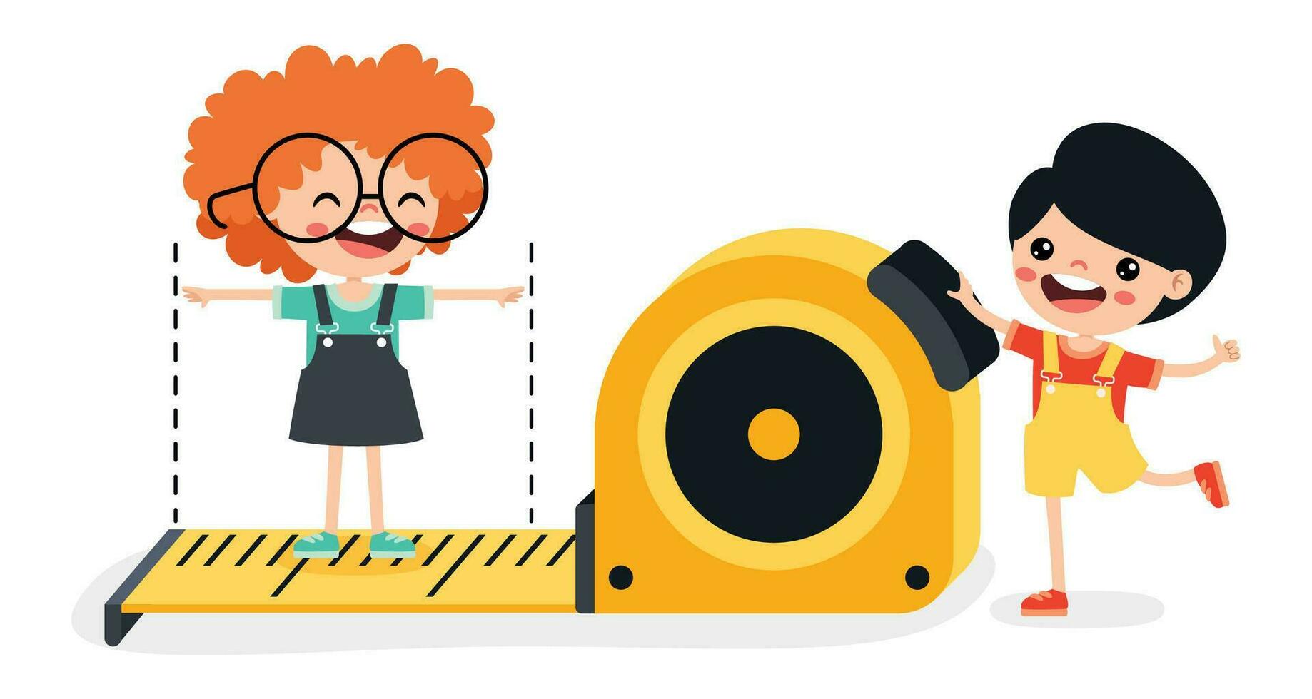 Cartoon Student Using Tape Measure vector