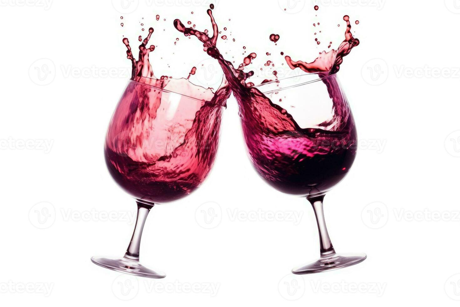 Two glasses of red wine on white background. Generative AI photo
