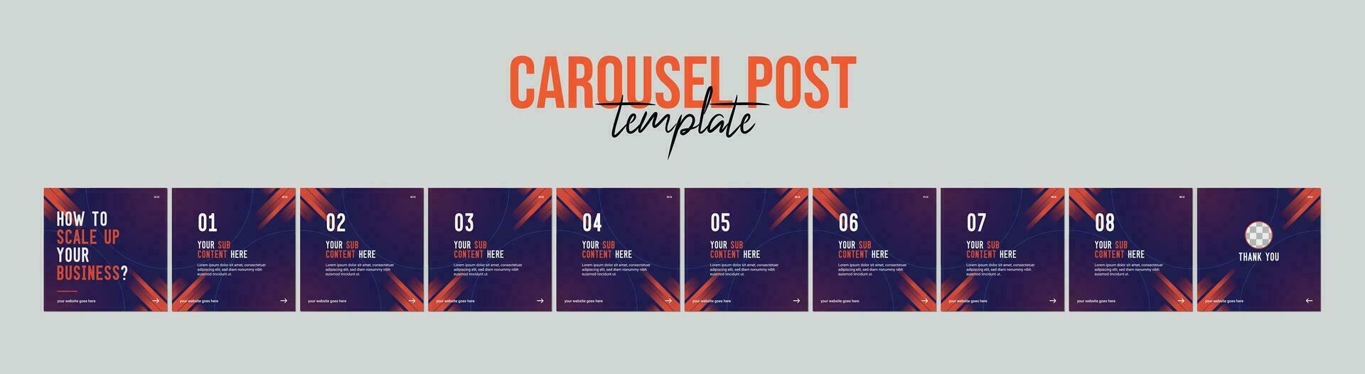 Set Of Carousel Post Template, Editable carousel post, social media carousel post for business. vector