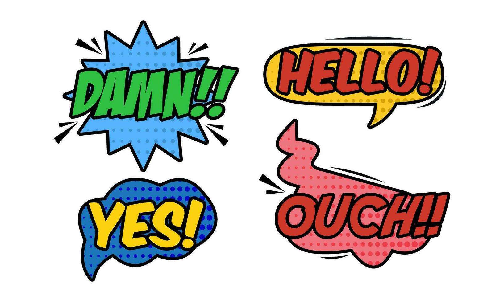 Vintage comic empty speech bubbles set on blue background vector