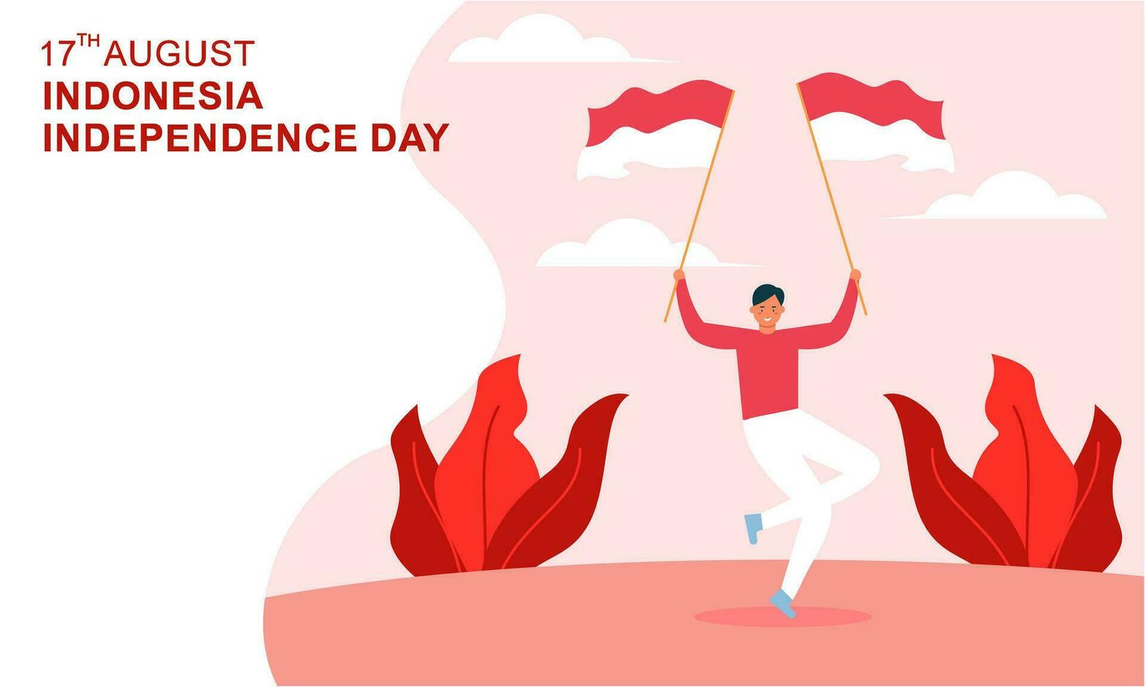 Indonesia independence day 17 august with traditional games concept illustration vector