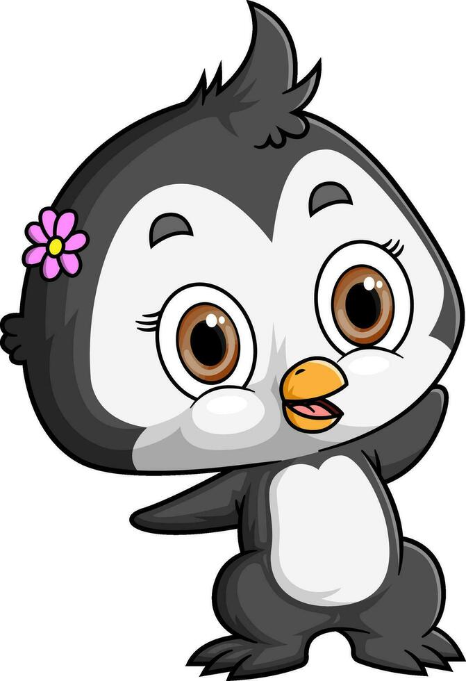 linda bebé pingüino dibujos animados en blanco antecedentes vector