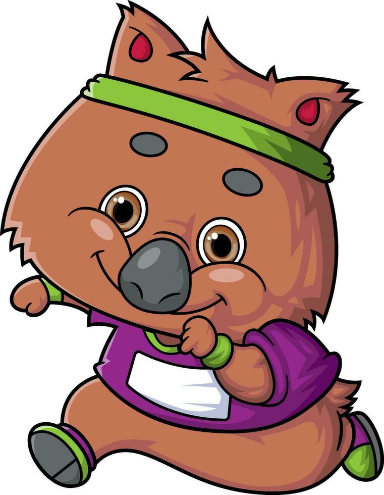 cartoon cute quokka character running on white background vector