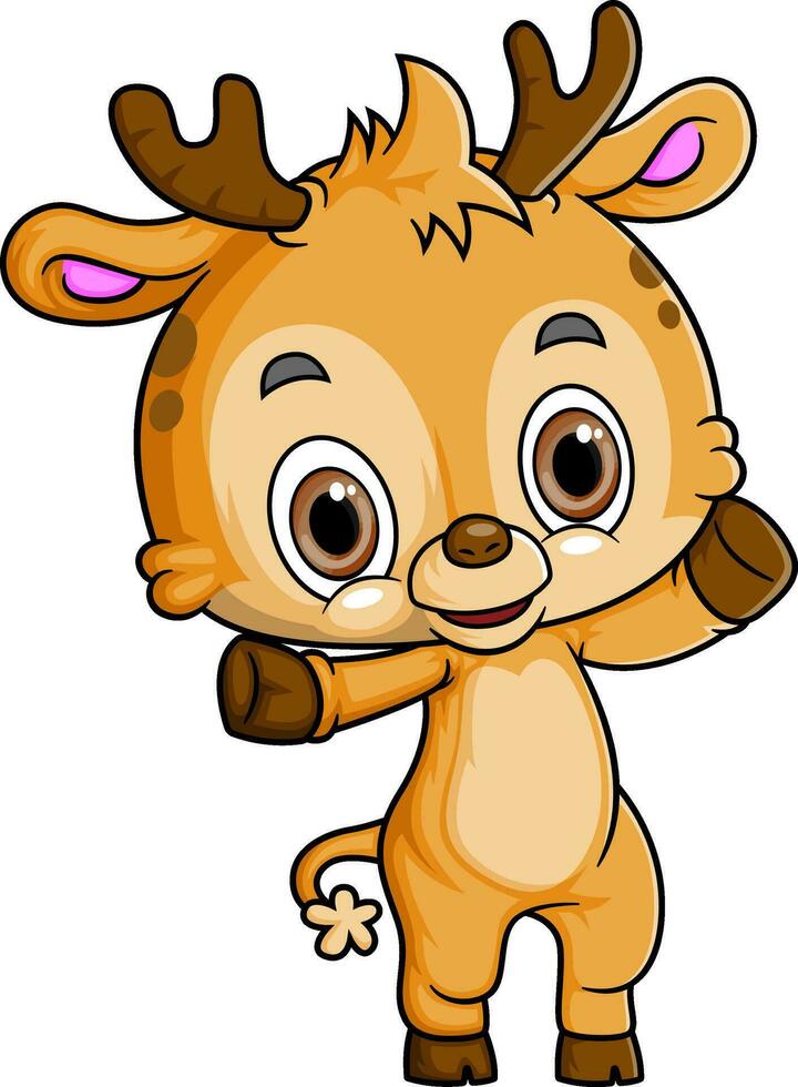 Cartoon funny deer isolated on white background vector