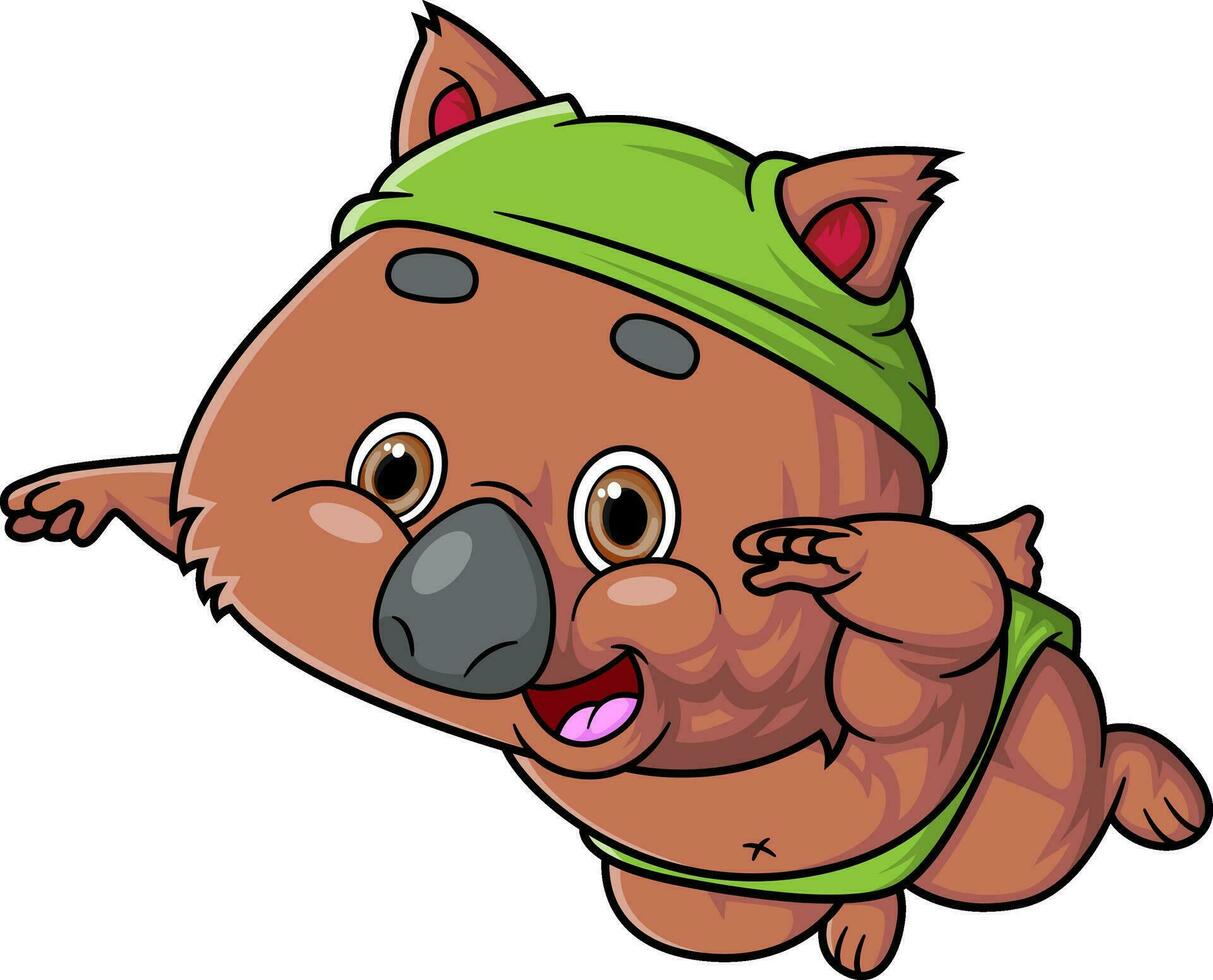 dibujos animados linda quokka personaje nadando en blanco antecedentes vector