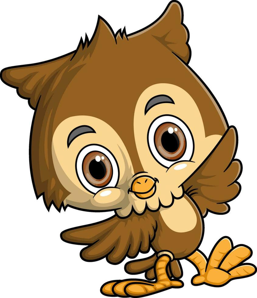 Cartoon funny owl isolated on white background vector