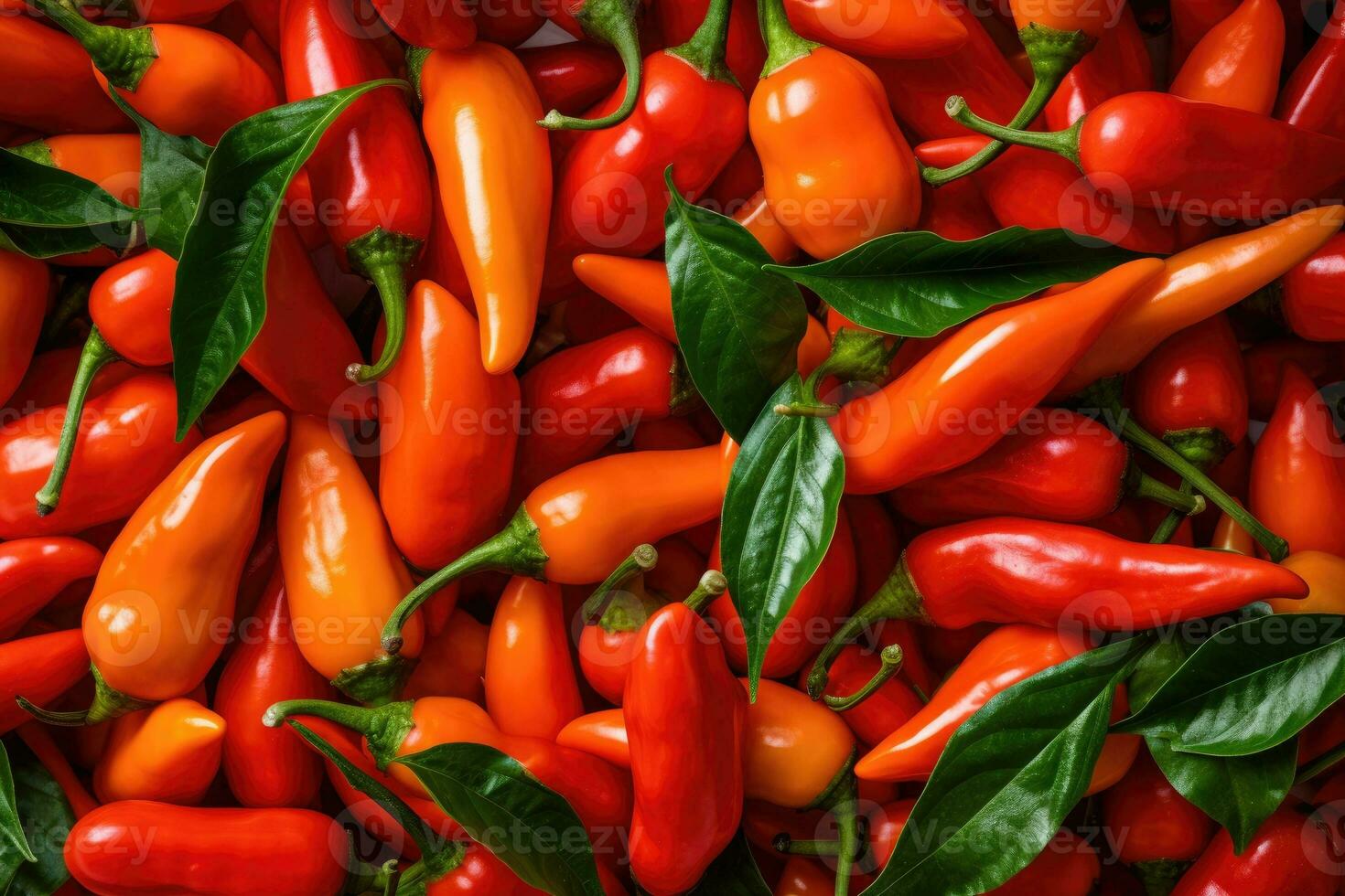 Red and orange chilli peppers background photo