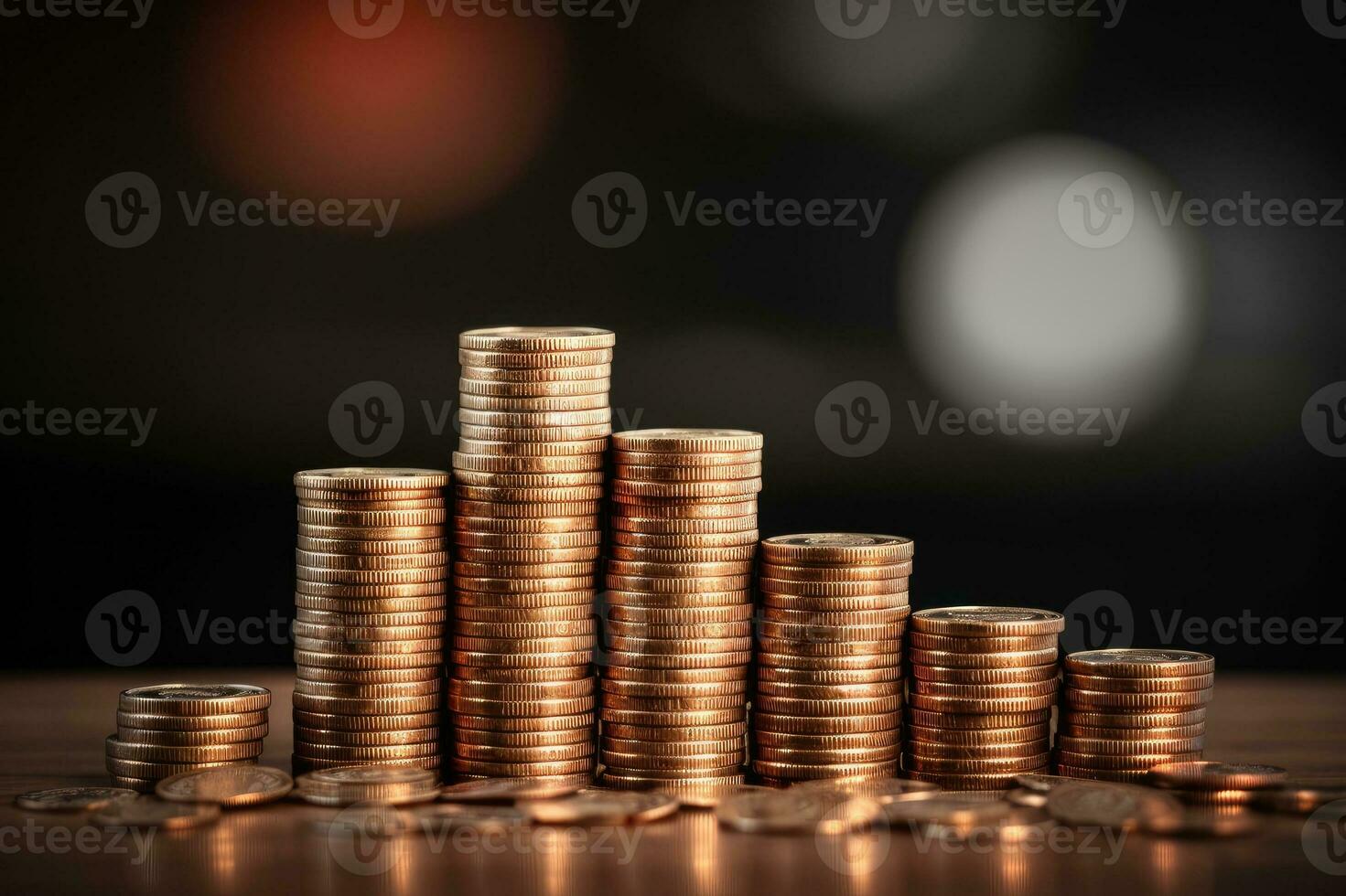 Coins money stacking. Business growth concept. photo