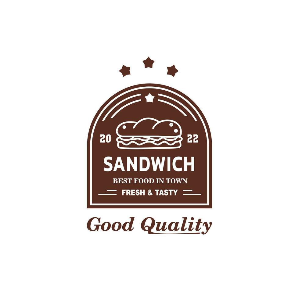 vintage logo Vector hipster sandwich kebab for food and cafe