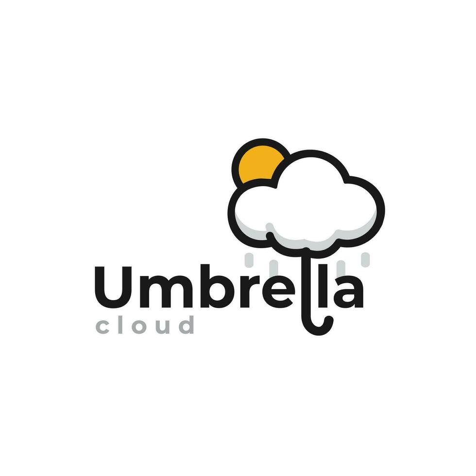 ilustración de claro cielo, paraguas nube vector logo adecuado para tienda y café