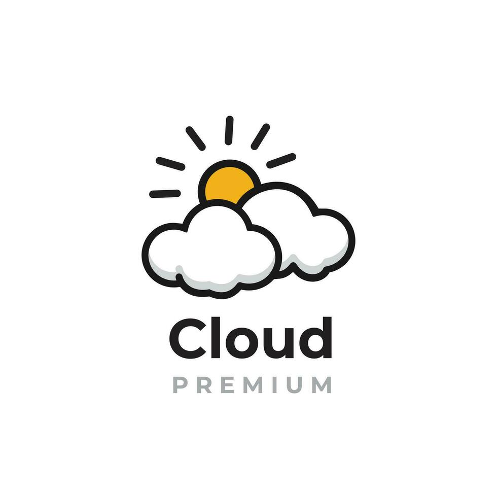 claro cielo ilustración, nube vector logo con linda Dom