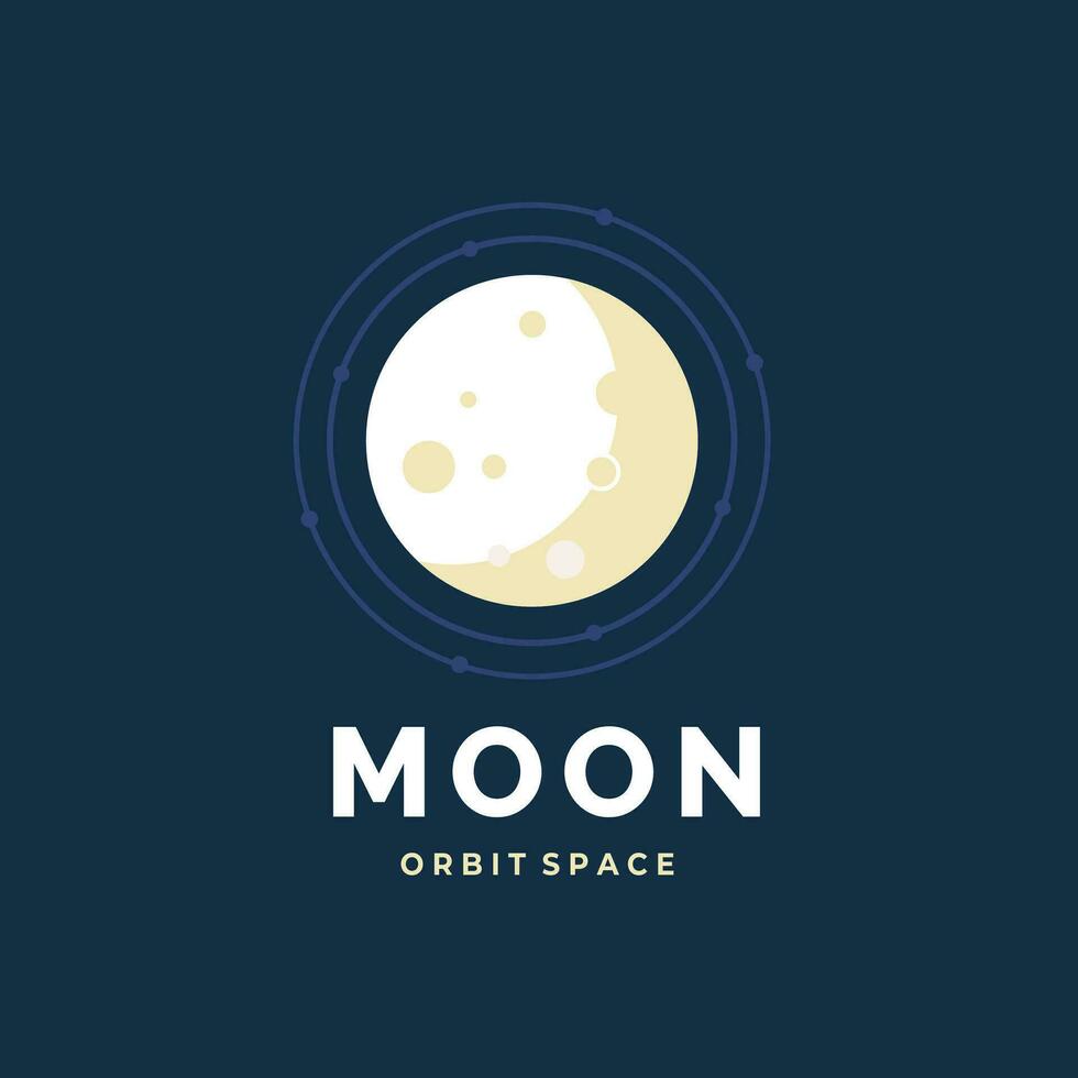 Moon Logo Design Vector with orbit, space object suitable for aesthetic or astronomy shop