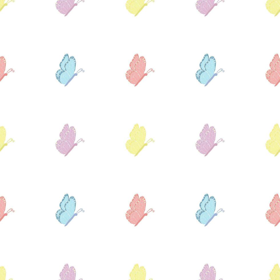 Seamless butterfly pattern. Drawn butterfly background vector