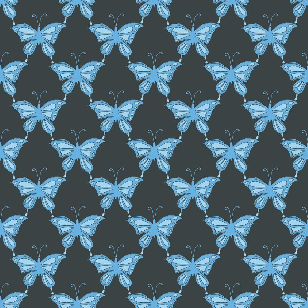 Seamless butterfly pattern. Drawn butterfly background vector