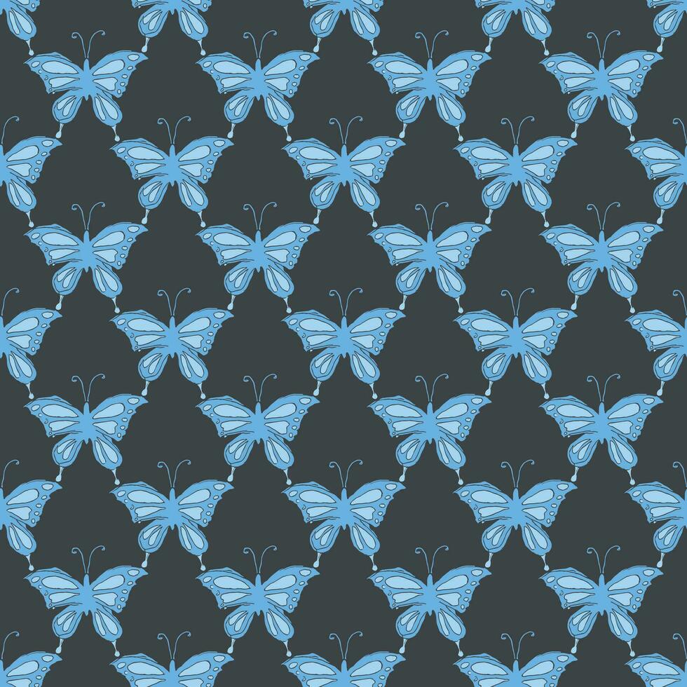 Seamless butterfly pattern. Drawn butterfly background vector