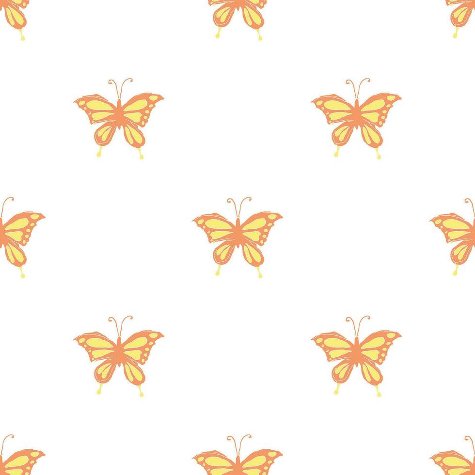 Seamless butterfly pattern. Drawn butterfly background vector