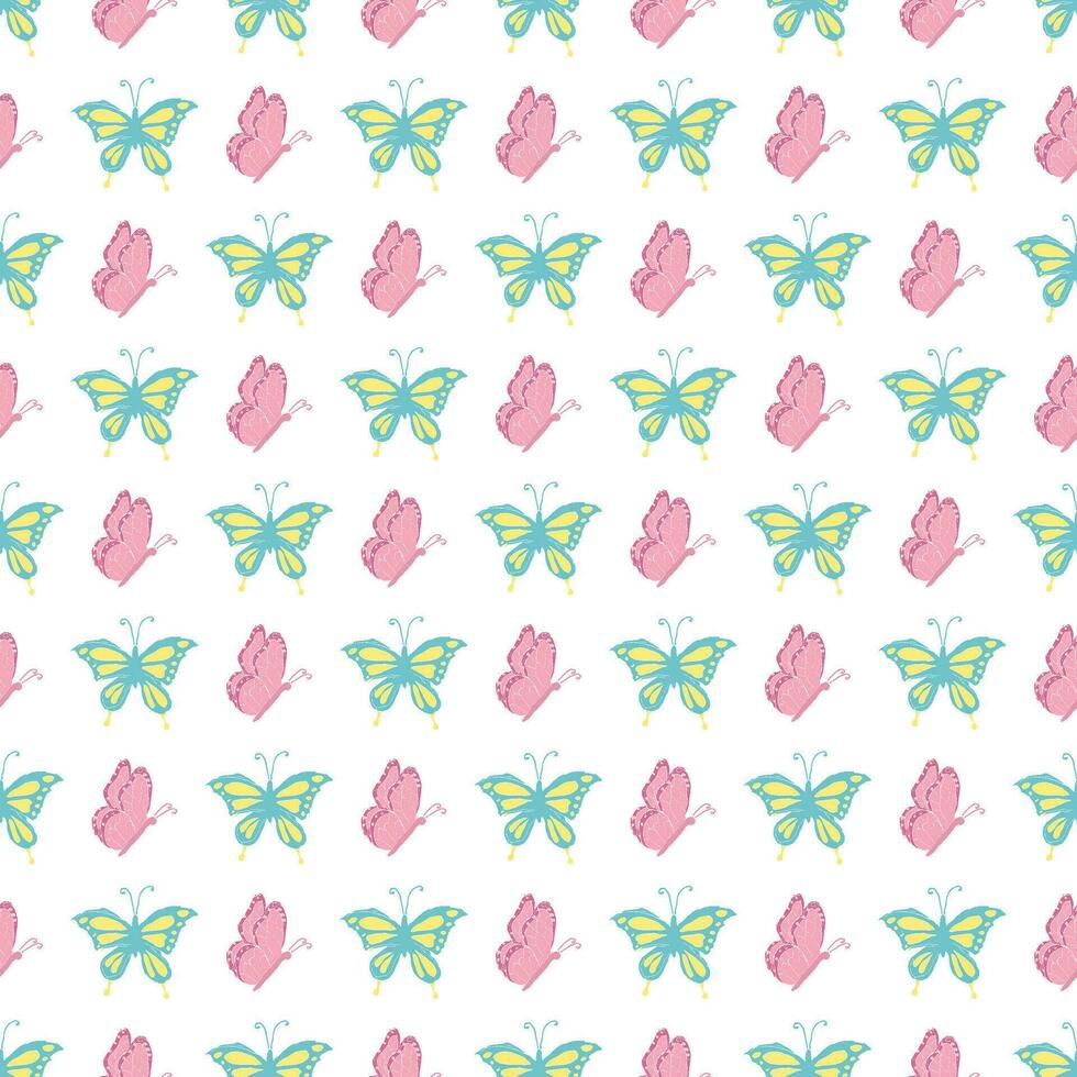 Seamless butterfly pattern. Drawn butterfly background vector