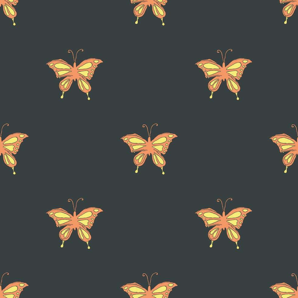 Seamless butterfly pattern. Drawn butterfly background vector