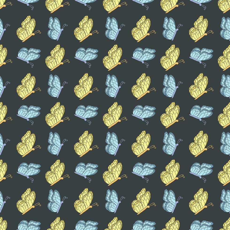 Seamless butterfly pattern. Drawn butterfly background vector