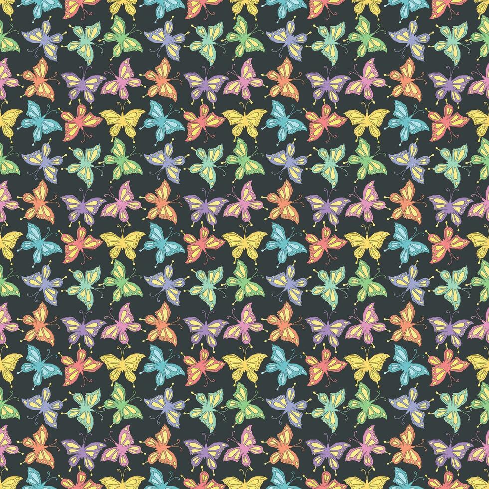 Seamless butterfly pattern. Drawn butterfly background vector