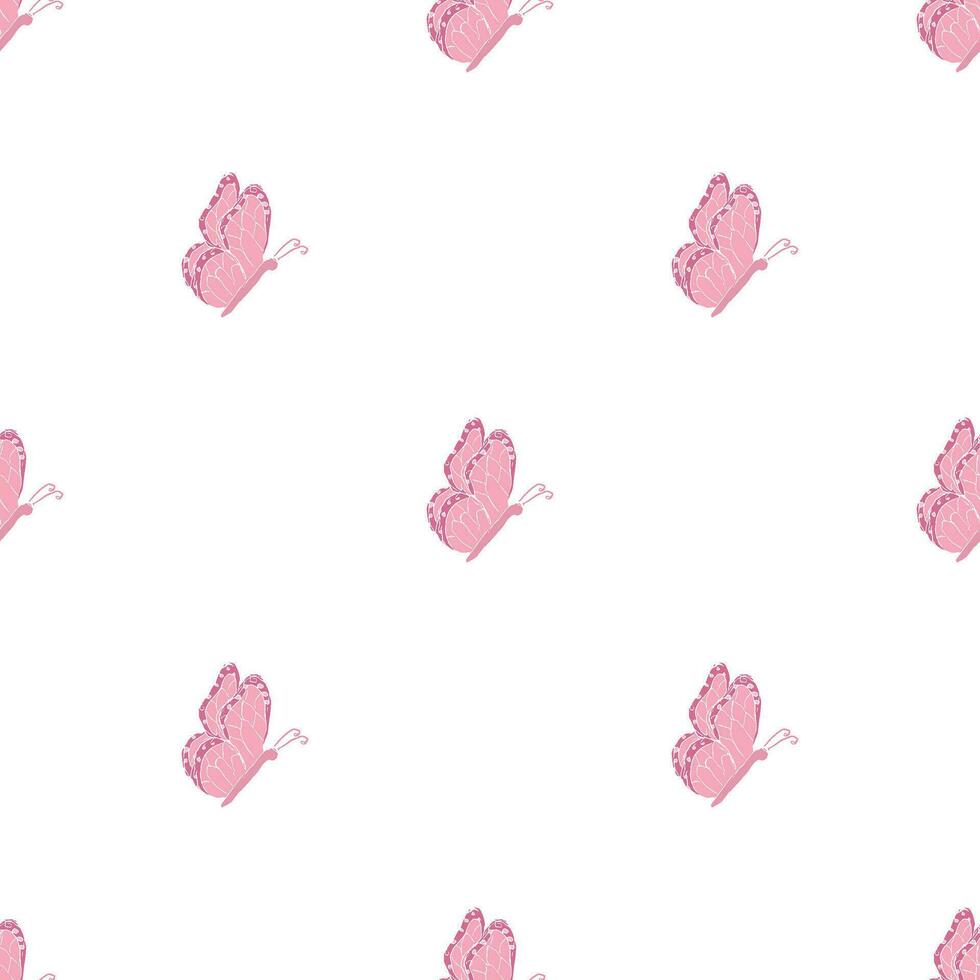 Seamless butterfly pattern. Drawn butterfly background vector