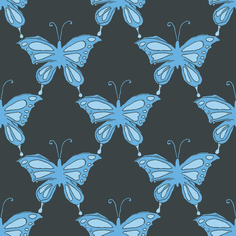 Seamless butterfly pattern. Drawn butterfly background vector