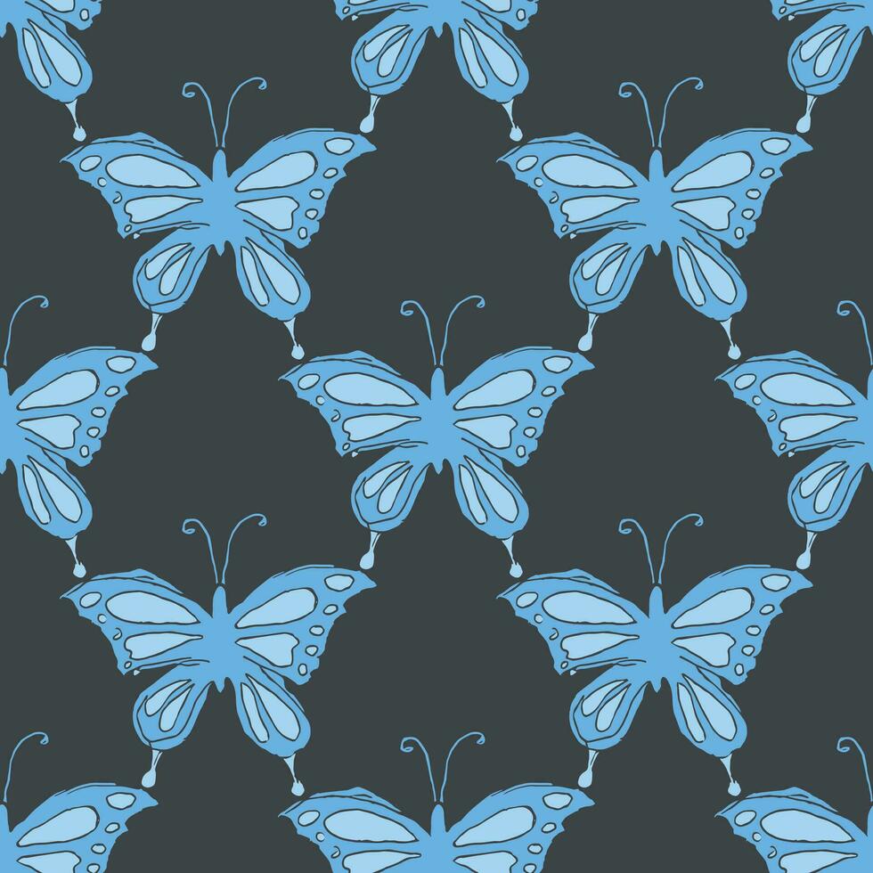 Seamless butterfly pattern. Drawn butterfly background vector