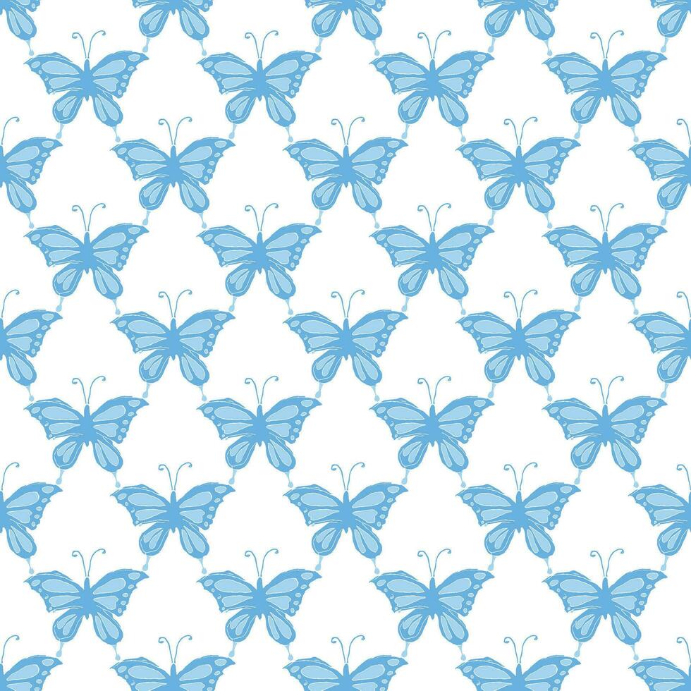 Seamless butterfly pattern. Drawn butterfly background vector