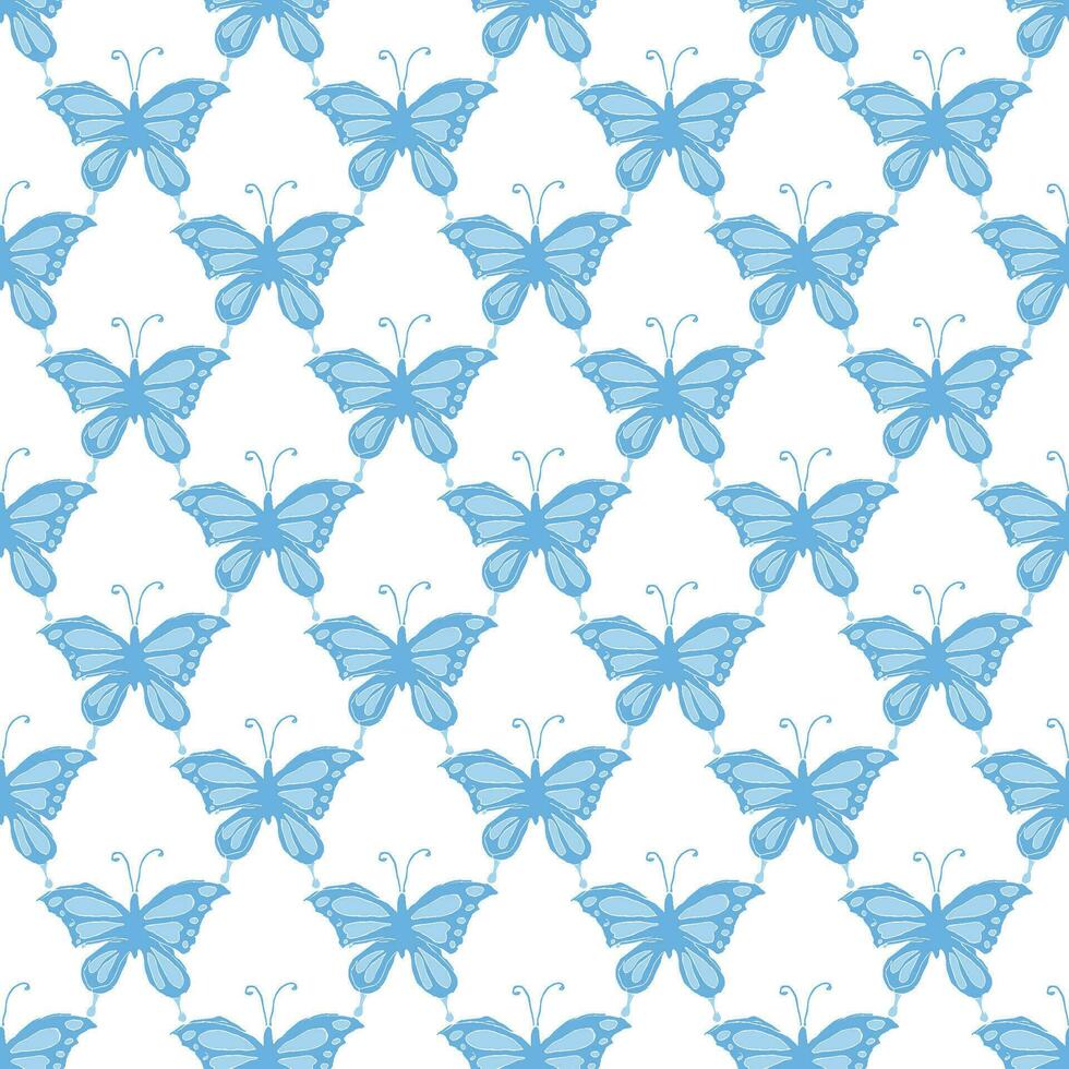 Seamless butterfly pattern. Drawn butterfly background vector