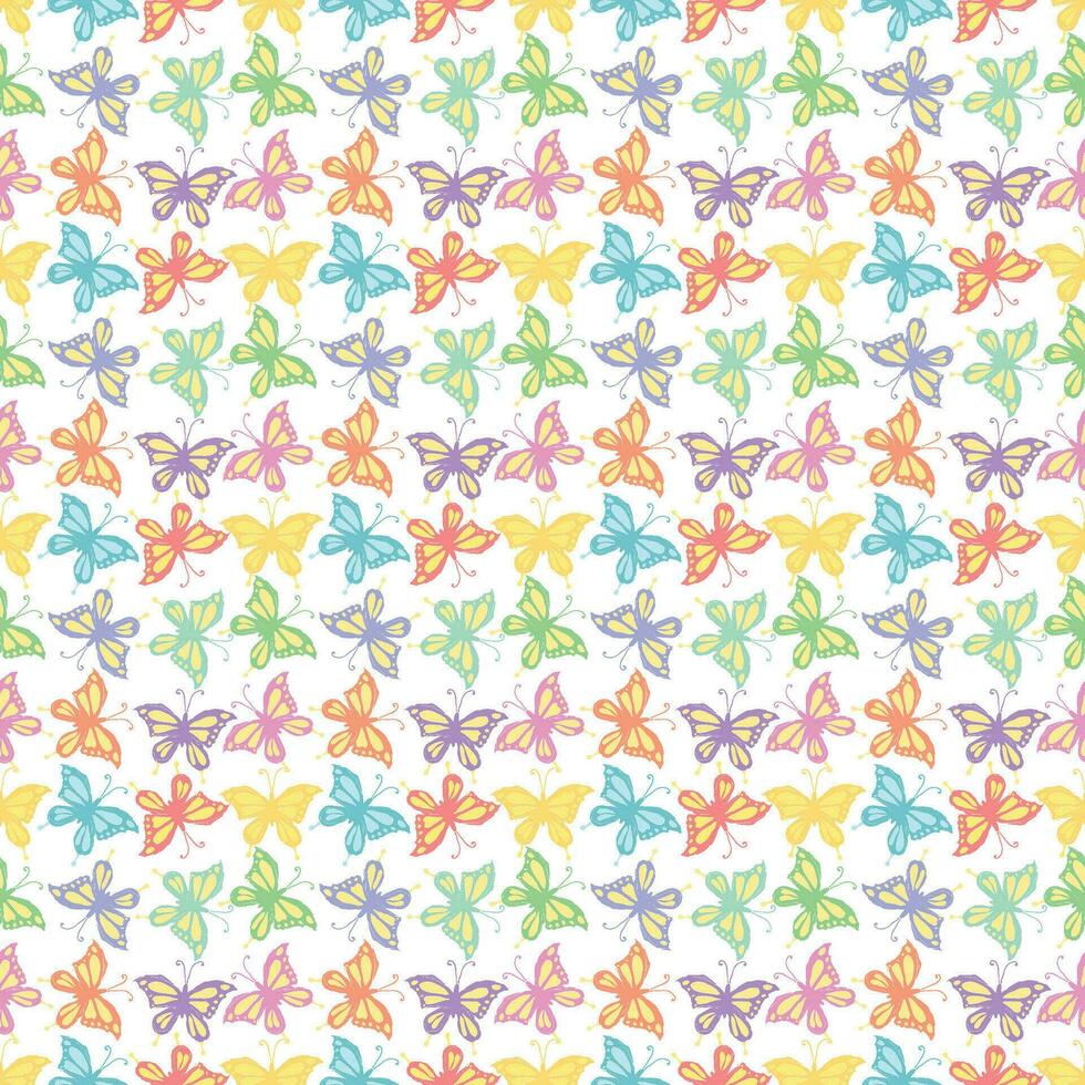 Seamless butterfly pattern. Drawn butterfly background vector