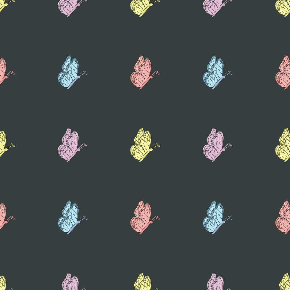 Seamless butterfly pattern. Drawn butterfly background vector