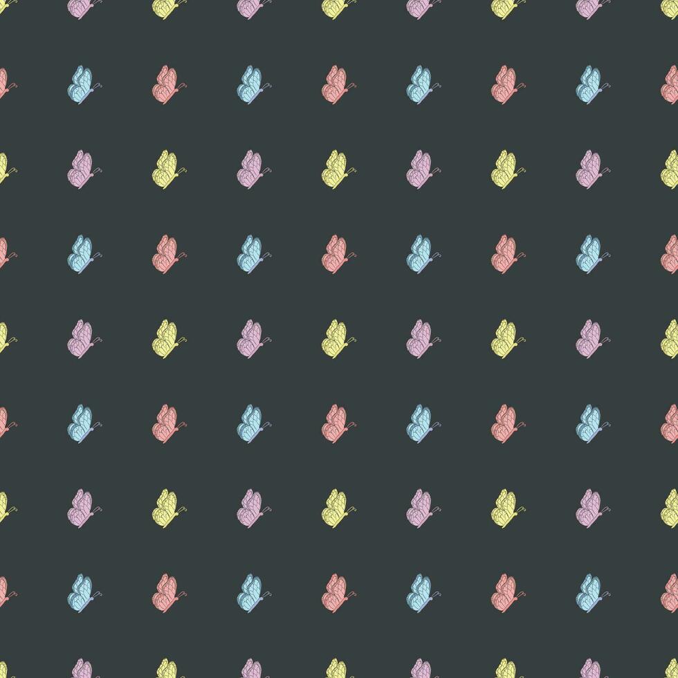 Seamless butterfly pattern. Drawn butterfly background vector