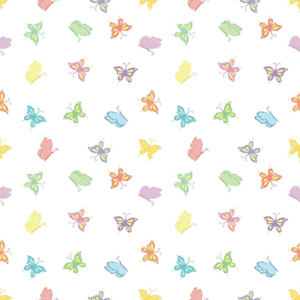 Seamless butterfly pattern. Drawn butterfly background vector