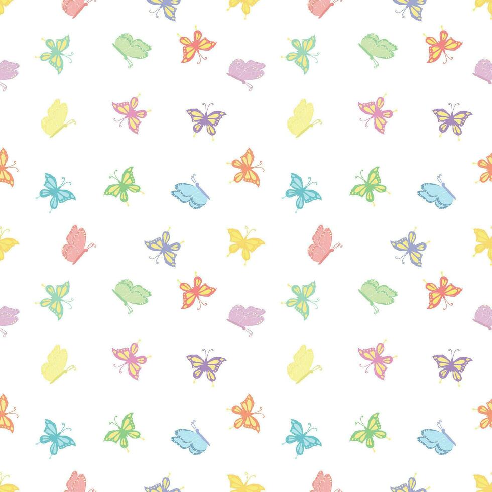 Seamless butterfly pattern. Drawn butterfly background vector