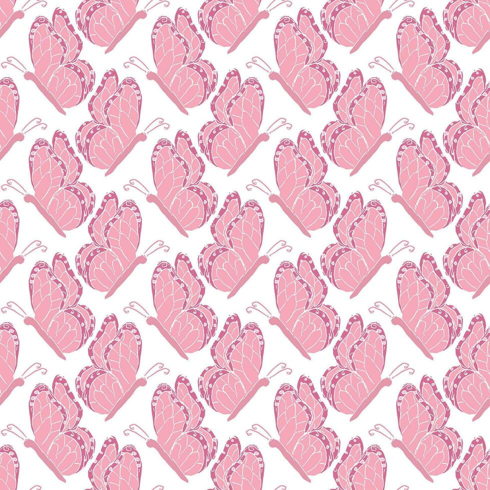 Seamless butterfly pattern. Drawn butterfly background vector