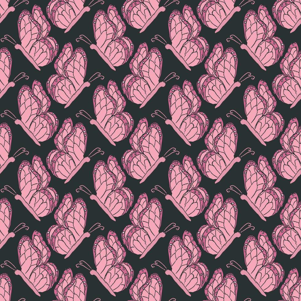 Seamless butterfly pattern. Drawn butterfly background vector