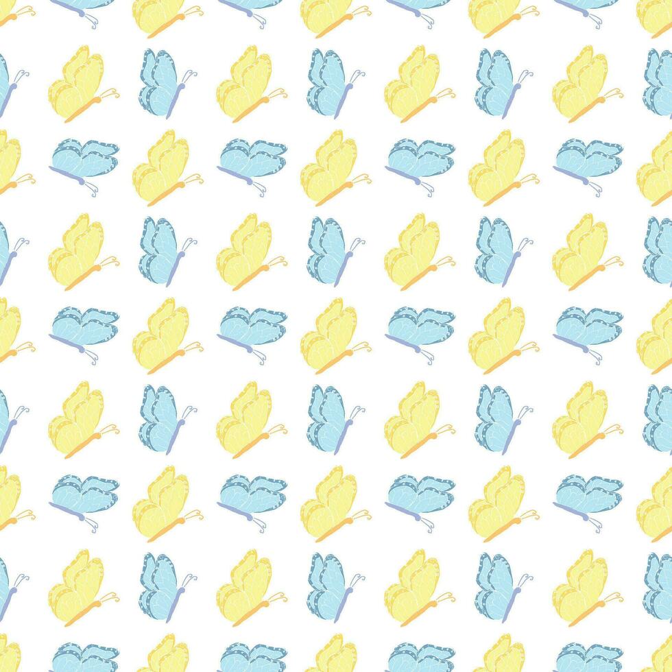 Seamless butterfly pattern. Drawn butterfly background vector