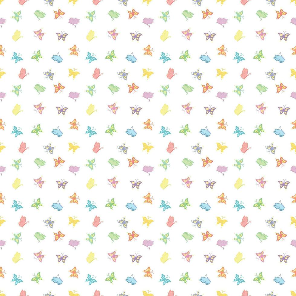 Seamless butterfly pattern. Drawn butterfly background vector