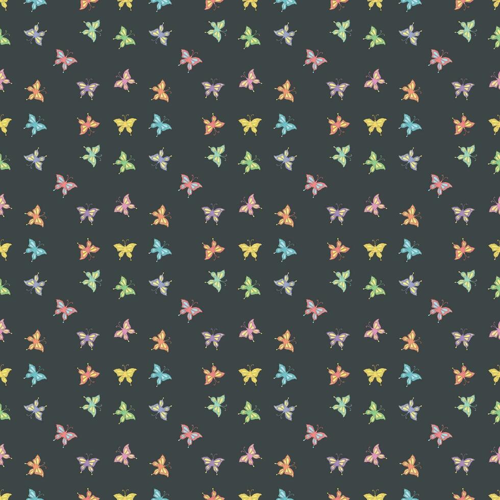 Seamless butterfly pattern. Drawn butterfly background vector
