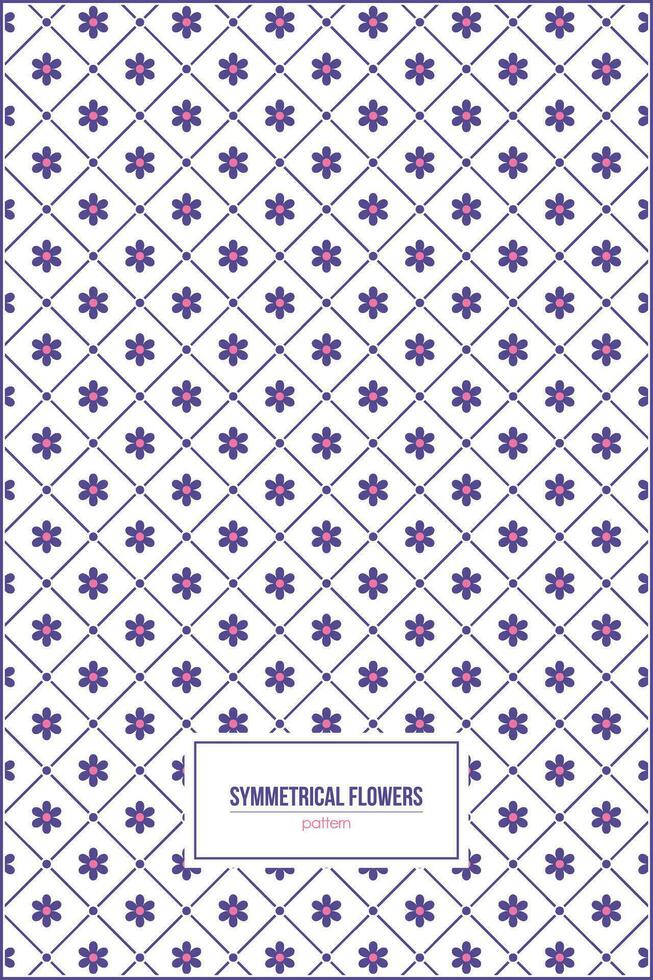 simétrico flores modelo con linda púrpura dominante color vector